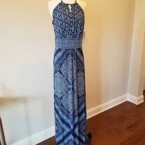 London Times Blue Mosaic Pattern Sundress